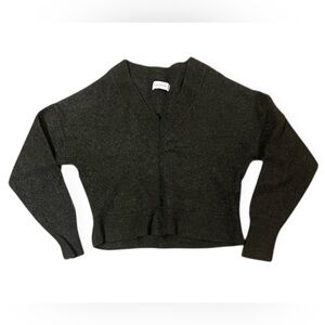 NAADAM Dark Green Cropped V-Neck Sweater XS